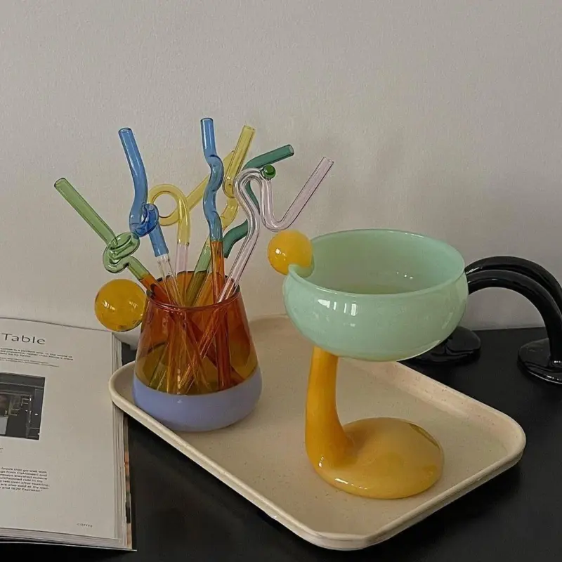 Coloured Glass Cup Goblets tag1