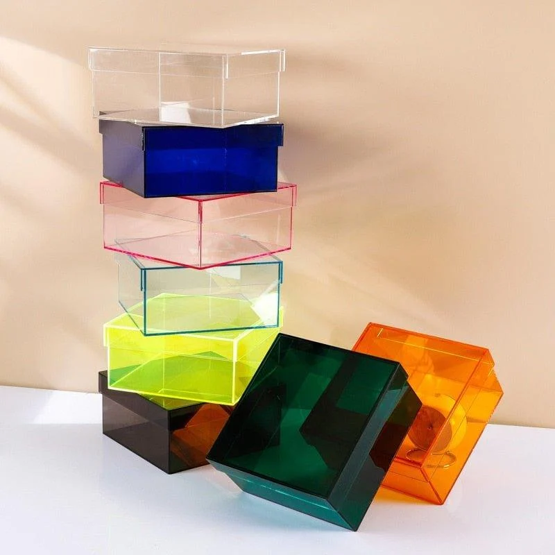 Colourful Acrylic Storage Organiser Box With Lid -  - #tag1#