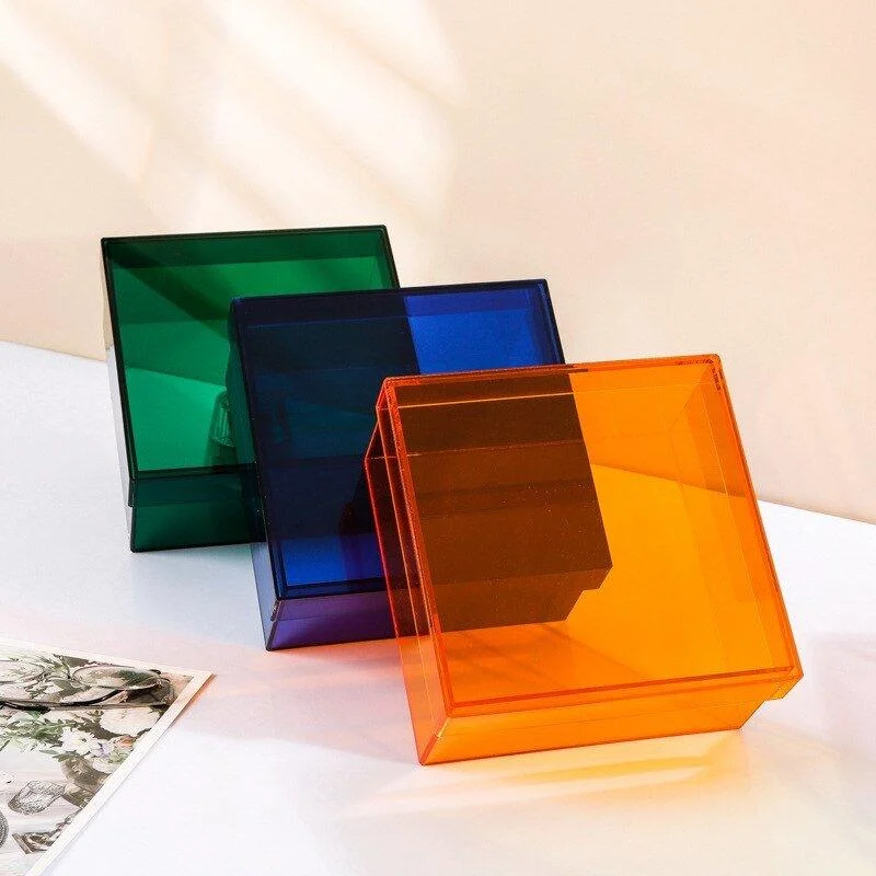 Colourful Acrylic Storage Organiser Box With Lid -  - #tag1#