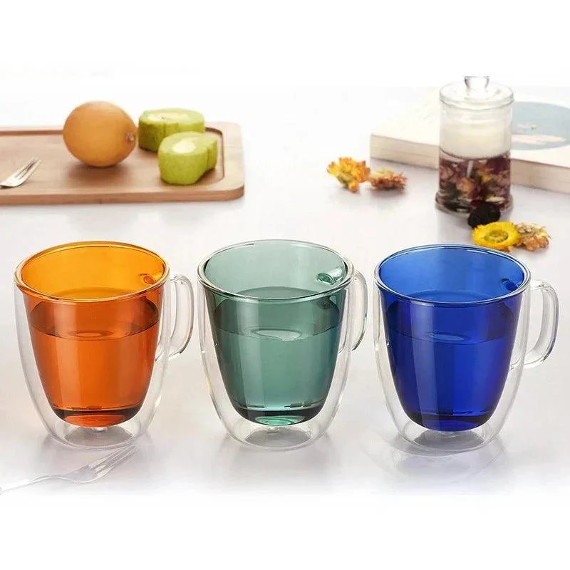 Colourful Double Walled Transparent Coffee Mug -  - #tag1#