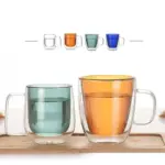 Colourful Double Walled Transparent Coffee Mug tag1
