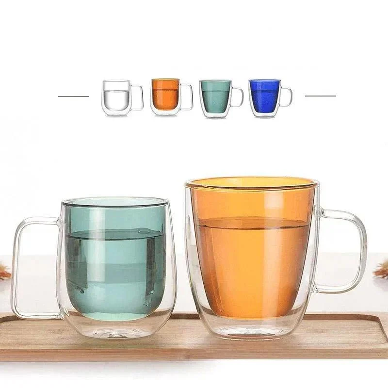 Colourful Double Walled Transparent Coffee Mug -  - #tag1#