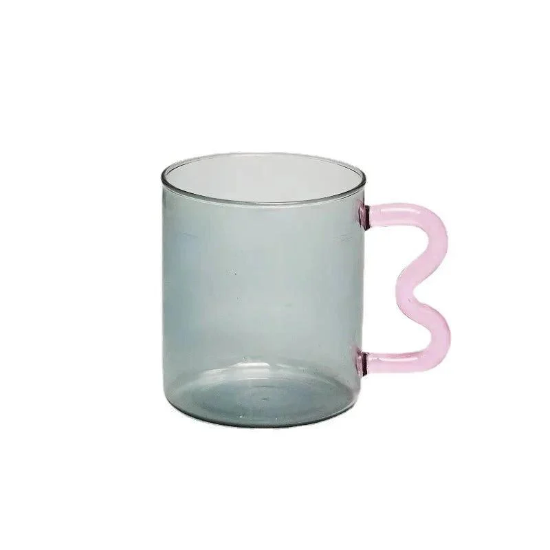 Colourful Glass Coffee Mug With Squiggle Handle -  - #tag1#