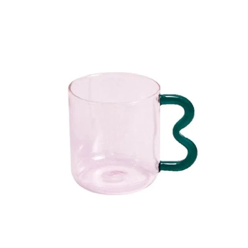 Colourful Glass Coffee Mug With Squiggle Handle -  - #tag1#