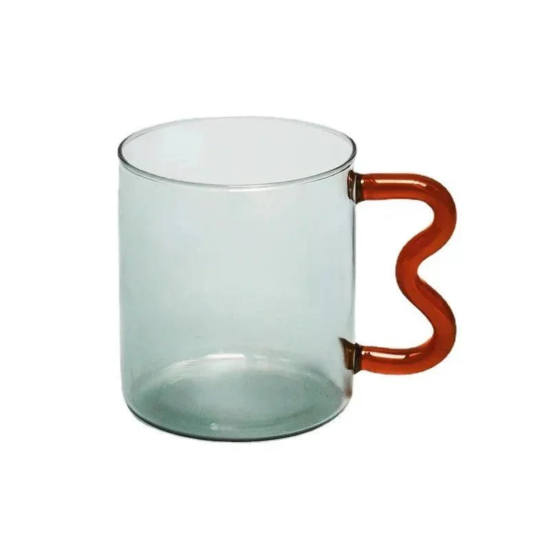 Colourful Glass Coffee Mug With Squiggle Handle -  - #tag1#