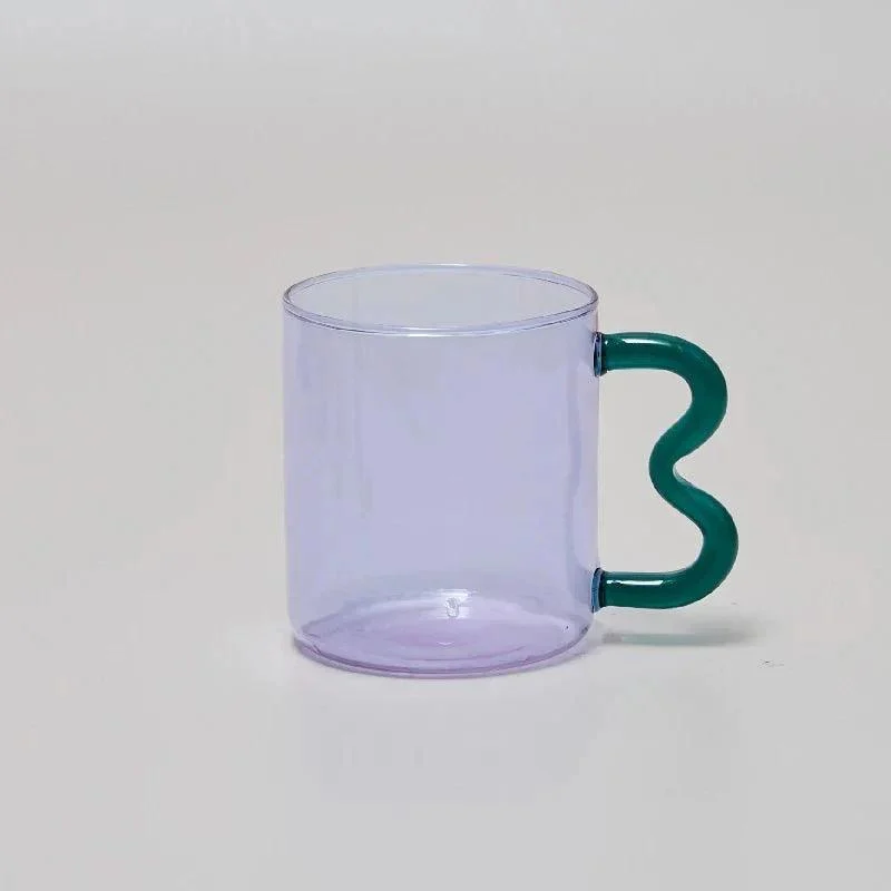 Colourful Glass Coffee Mug With Squiggle Handle -  - #tag1#