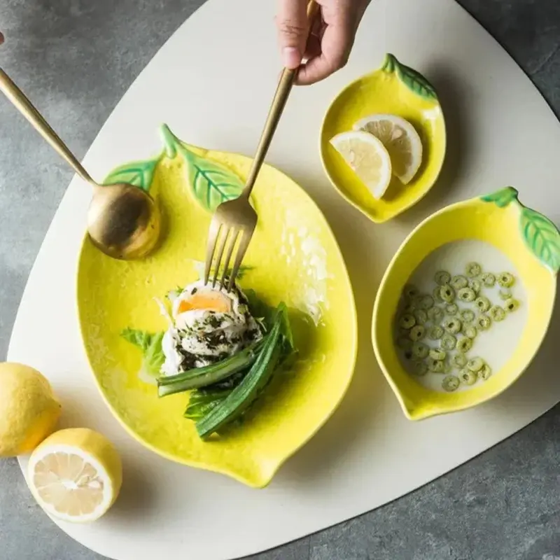 Colourful Lemon Shaped Plate And Bowl Tableware Set tag1