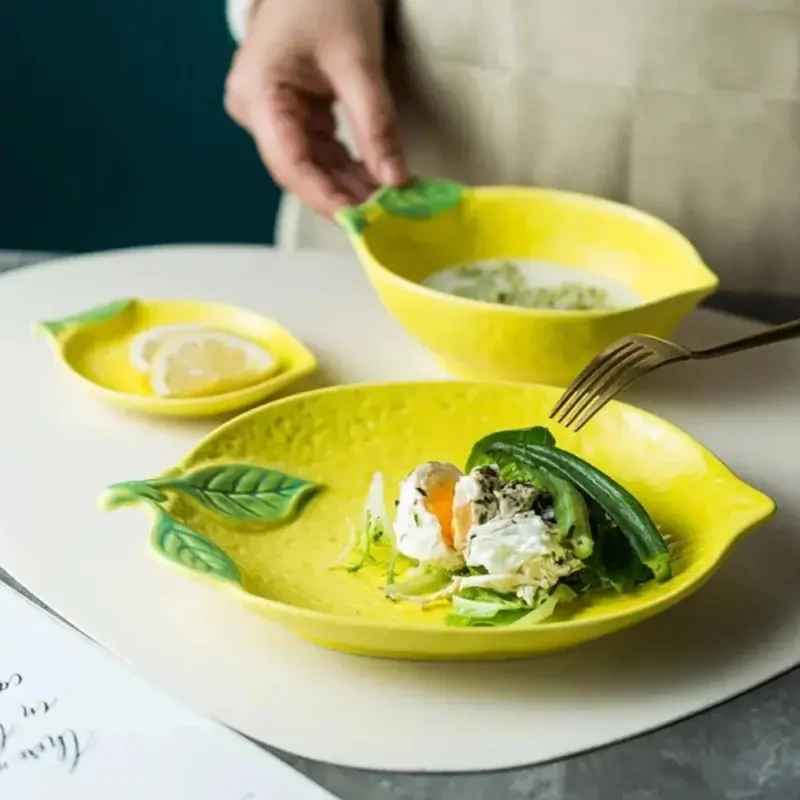 Colourful Lemon Shaped Plate And Bowl Tableware Set tag1