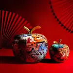Colourful Resin Graffiti Apple Ornament tag1