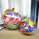 Colourful Resin Graffiti Apple Ornament tag1