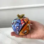 Colourful Resin Graffiti Apple Ornament tag1