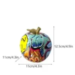 Colourful Resin Graffiti Apple Ornament tag1
