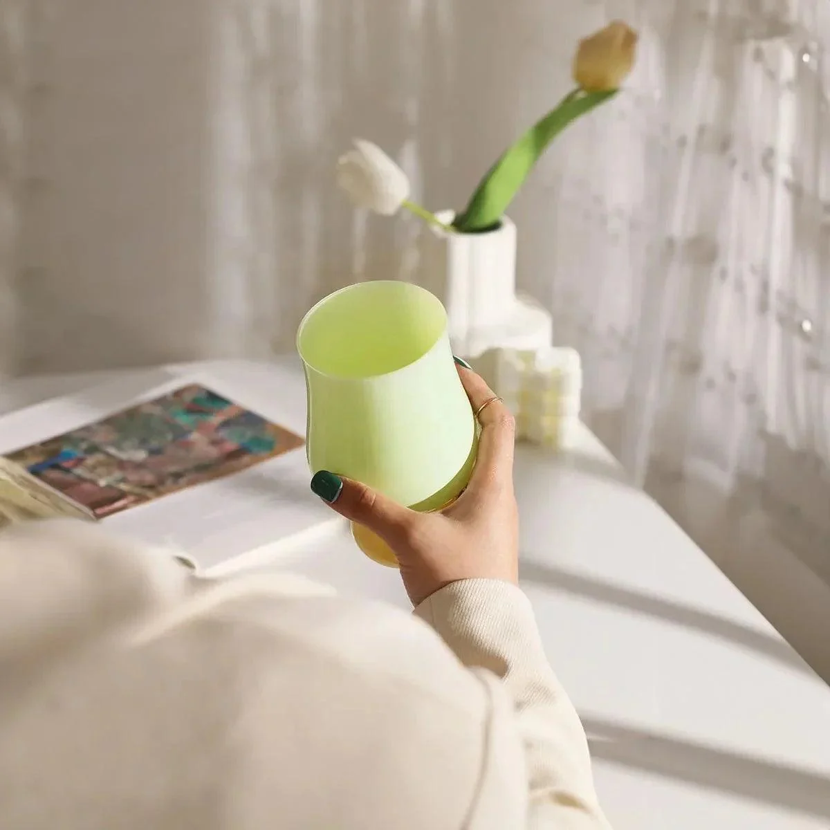 Colourful Retro Style Tulip Flower Glass Mug -  - #tag1#