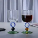 Colourful Ribbed Ring Stemmed Glass tag1