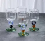 Colourful Ribbed Ring Stemmed Glass tag1