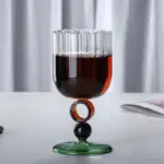 Colourful Ribbed Ring Stemmed Glass tag1