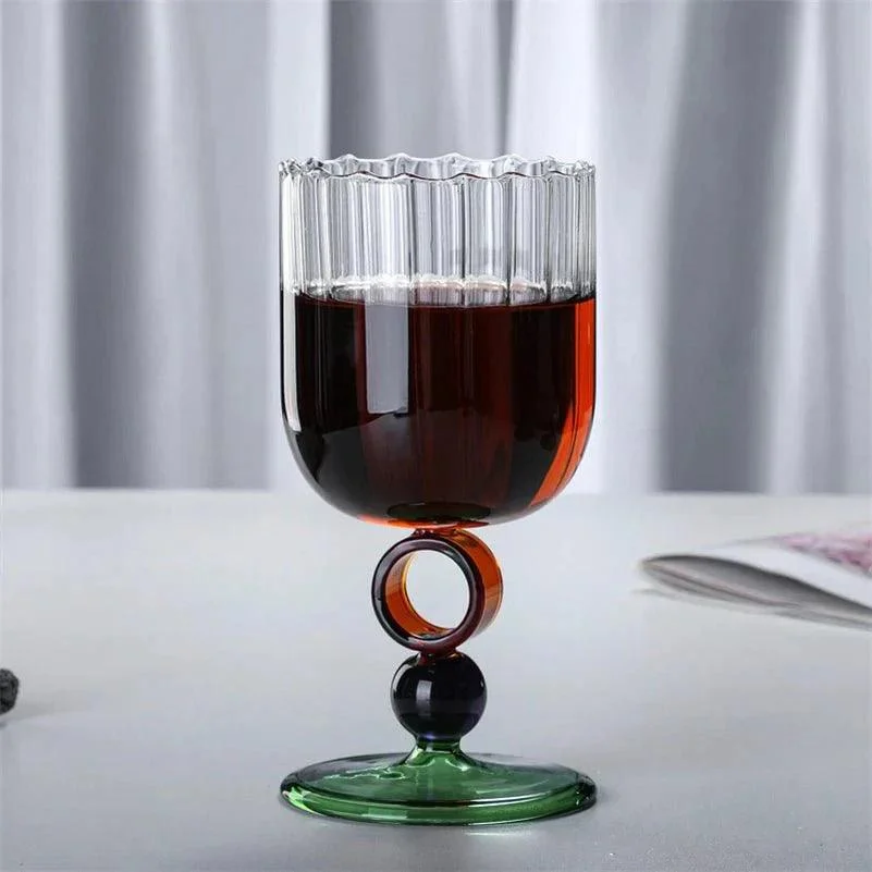 Colourful Ribbed Ring Stemmed Glass -  - #tag1#