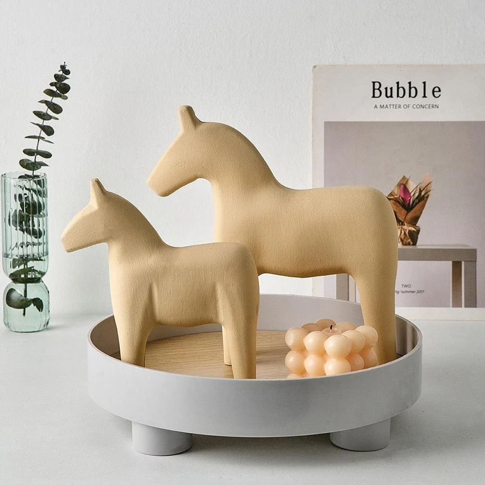 Colourful Wooden Horse Statue Home Decor -