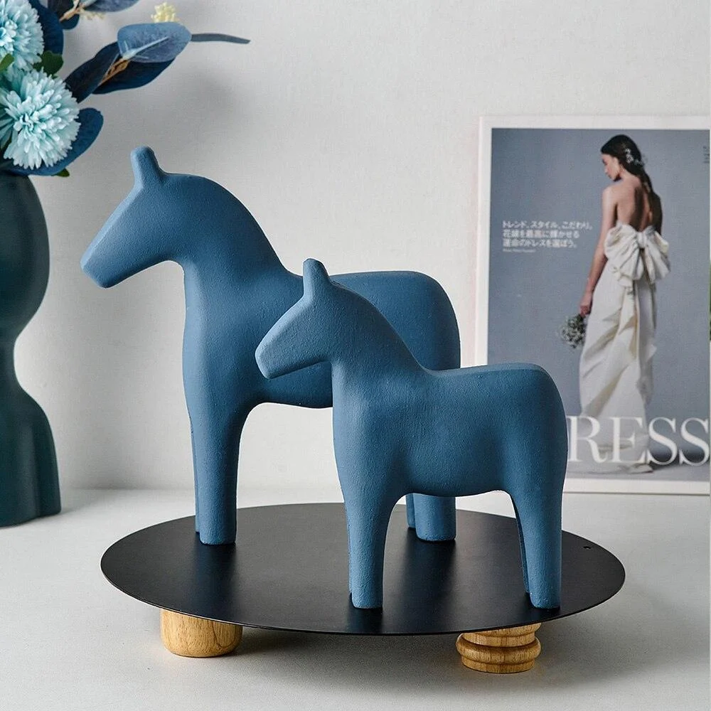 Colourful Wooden Horse Statue Home Decor -