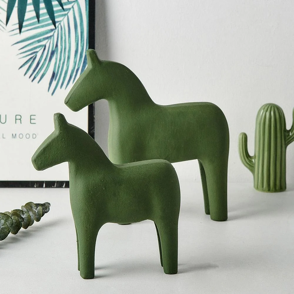 Colourful Wooden Horse Statue Home Decor -