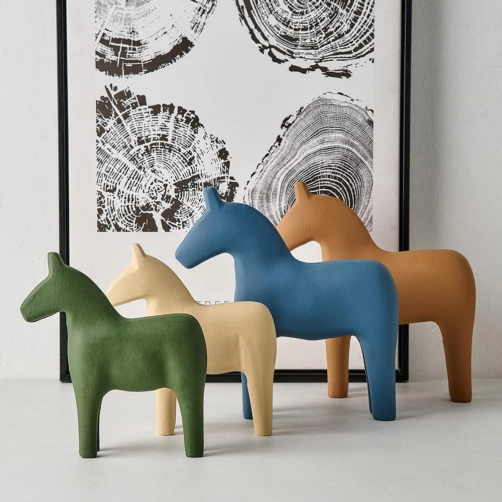 Colourful Wooden Horse Statue Home Decor -