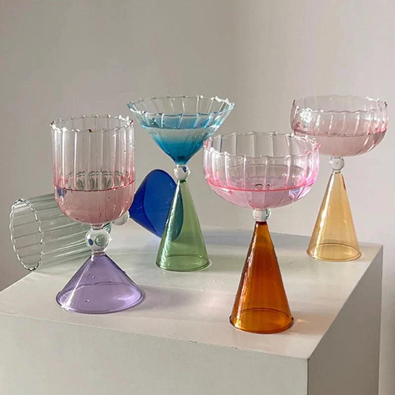 Colrful Cone Cocktail Glass -