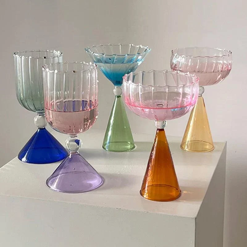 Colrful Cone Cocktail Glass -