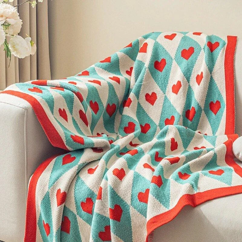 Comfortable & Cosy Hearts Sofa Blanket -  - #tag1#