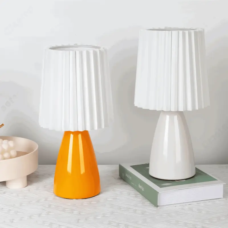ConePleated Table Lamp LED Ceramic Milkshake Desk Lamp tag1