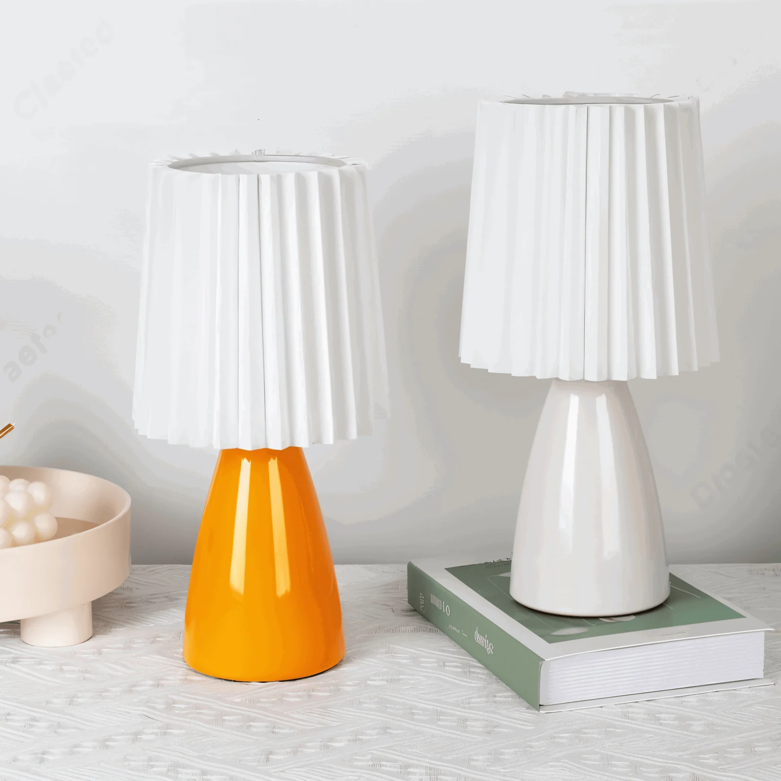 ConePleated Table Lamp - LED Ceramic Milkshake Desk Lamp -  - #tag1#