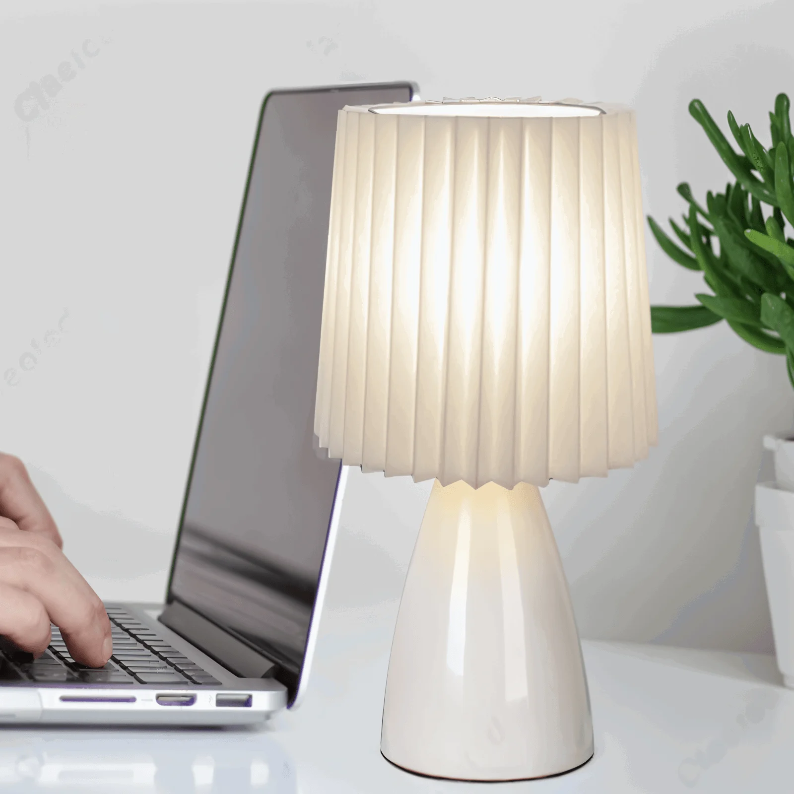 ConePleated Table Lamp - LED Ceramic Milkshake Desk Lamp -  - #tag1#
