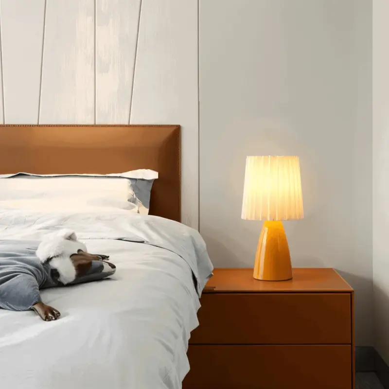 ConePleated Table Lamp LED Ceramic Milkshake Desk Lamp tag1