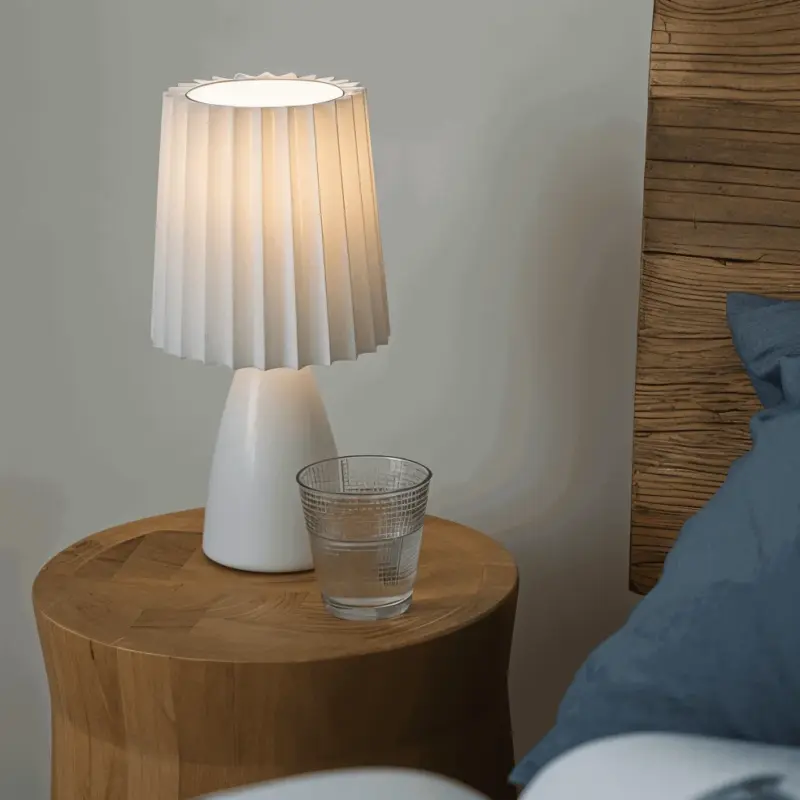 ConePleated Table Lamp LED Ceramic Milkshake Desk Lamp tag1