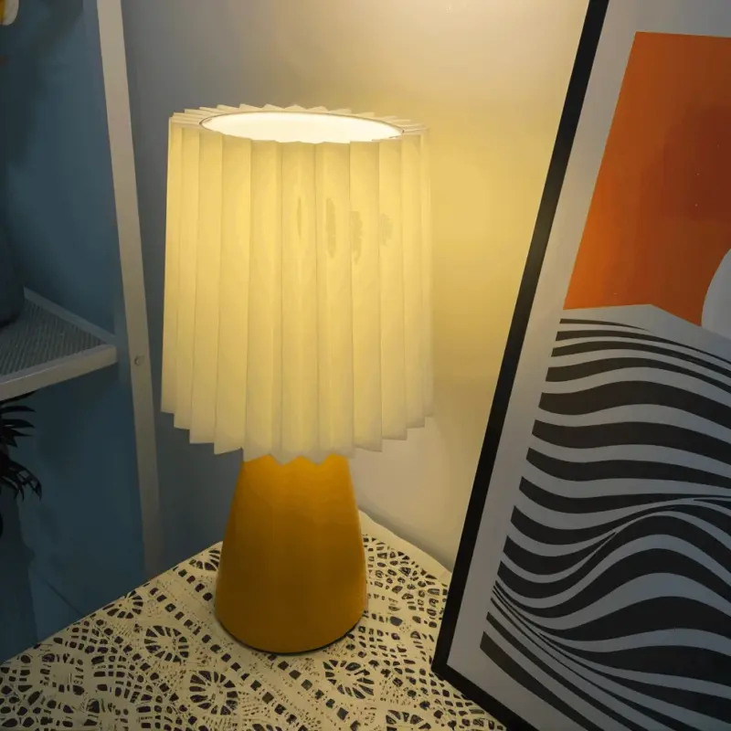 ConePleated Table Lamp LED Ceramic Milkshake Desk Lamp tag1