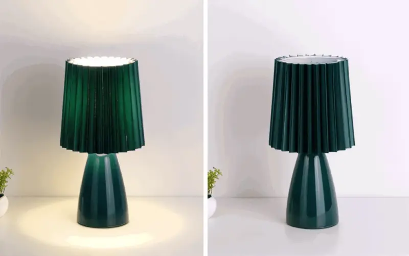 ConePleated Table Lamp LED Ceramic Milkshake Desk Lamp tag1