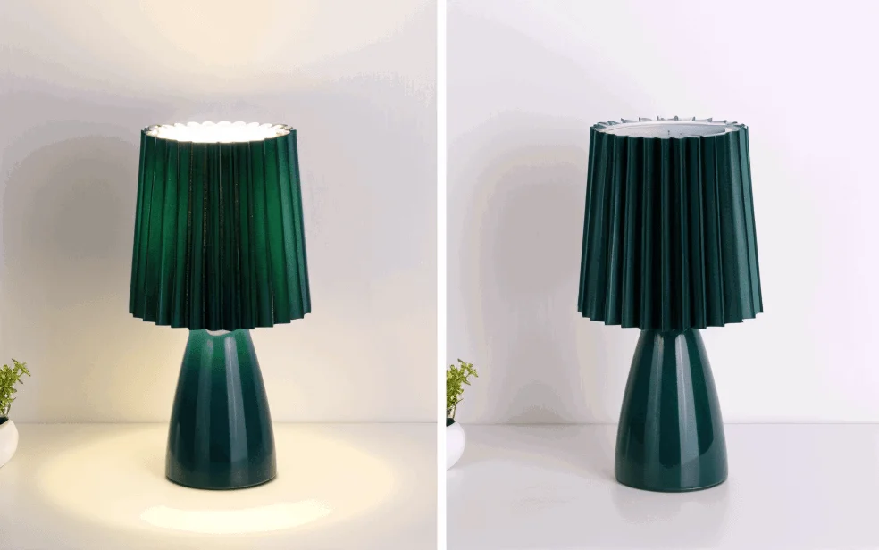 ConePleated Table Lamp - LED Ceramic Milkshake Desk Lamp -  - #tag1#