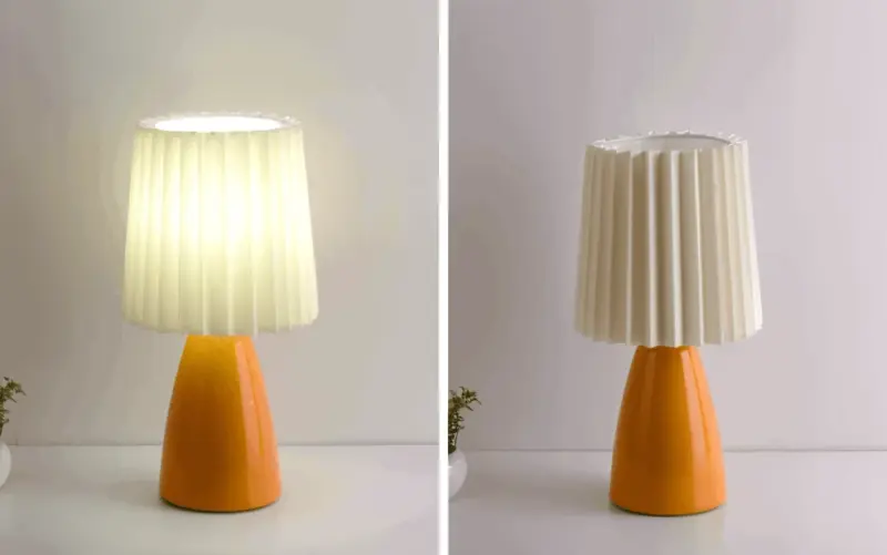 ConePleated Table Lamp LED Ceramic Milkshake Desk Lamp tag1