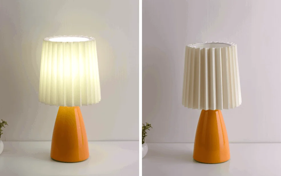 ConePleated Table Lamp - LED Ceramic Milkshake Desk Lamp -  - #tag1#