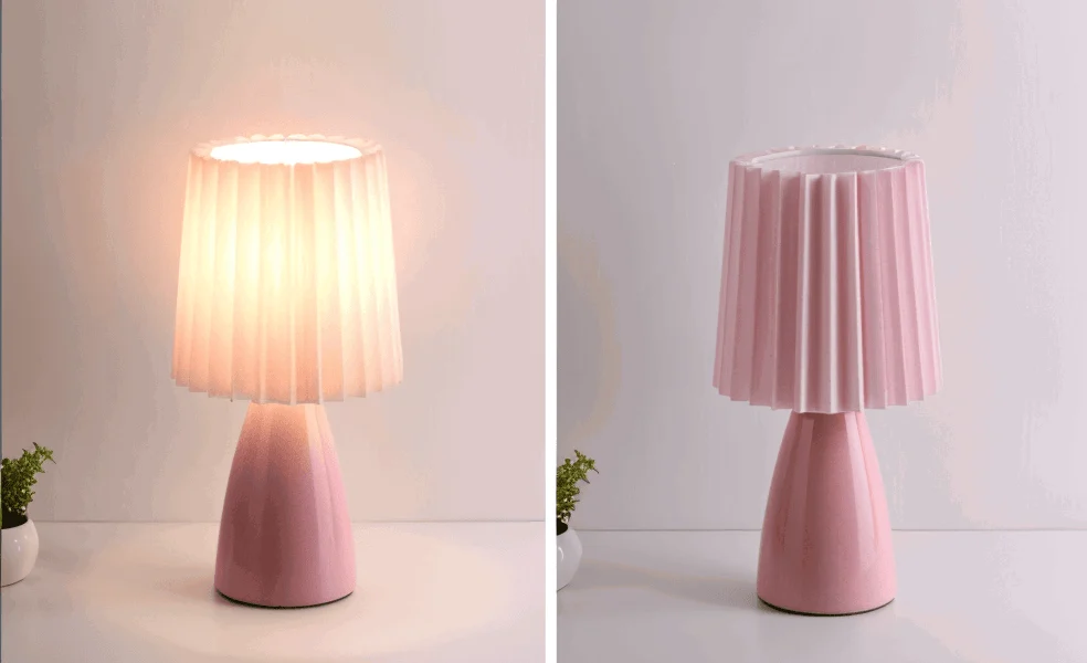 ConePleated Table Lamp - LED Ceramic Milkshake Desk Lamp -  - #tag1#
