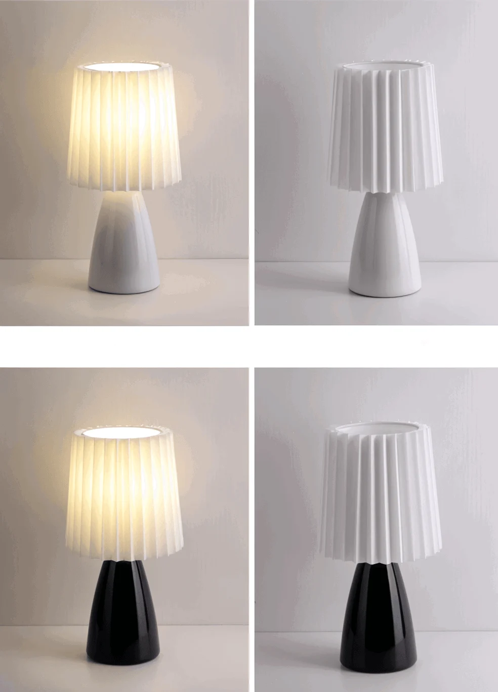 ConePleated Table Lamp - LED Ceramic Milkshake Desk Lamp -  - #tag1#