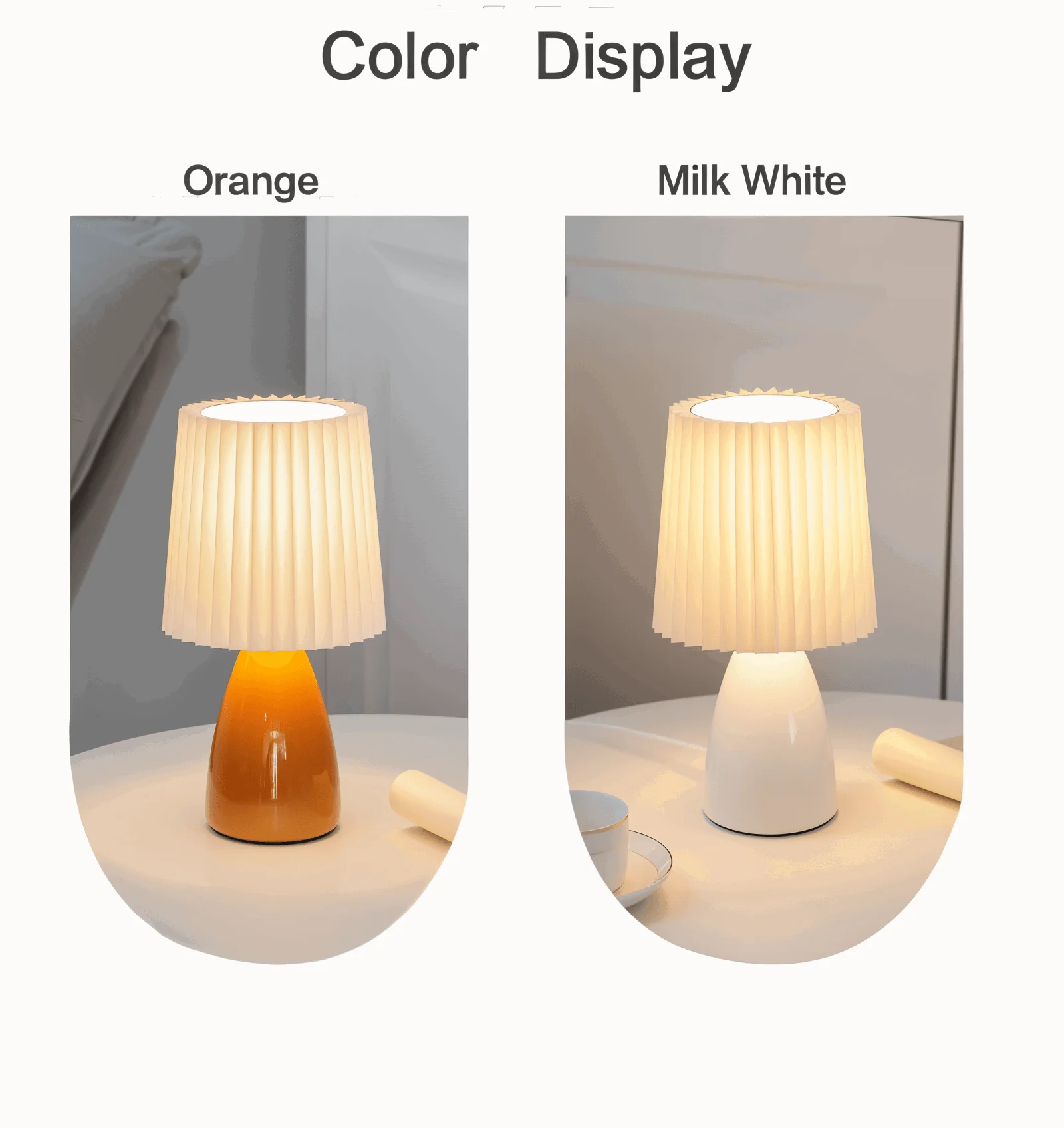 ConePleated Table Lamp - LED Ceramic Milkshake Desk Lamp -  - #tag1#