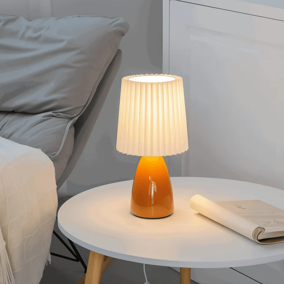 ConePleated Table Lamp - LED Ceramic Milkshake Desk Lamp -  - #tag1#