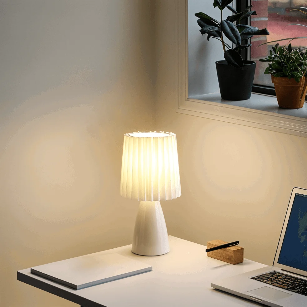 ConePleated Table Lamp - LED Ceramic Milkshake Desk Lamp -  - #tag1#