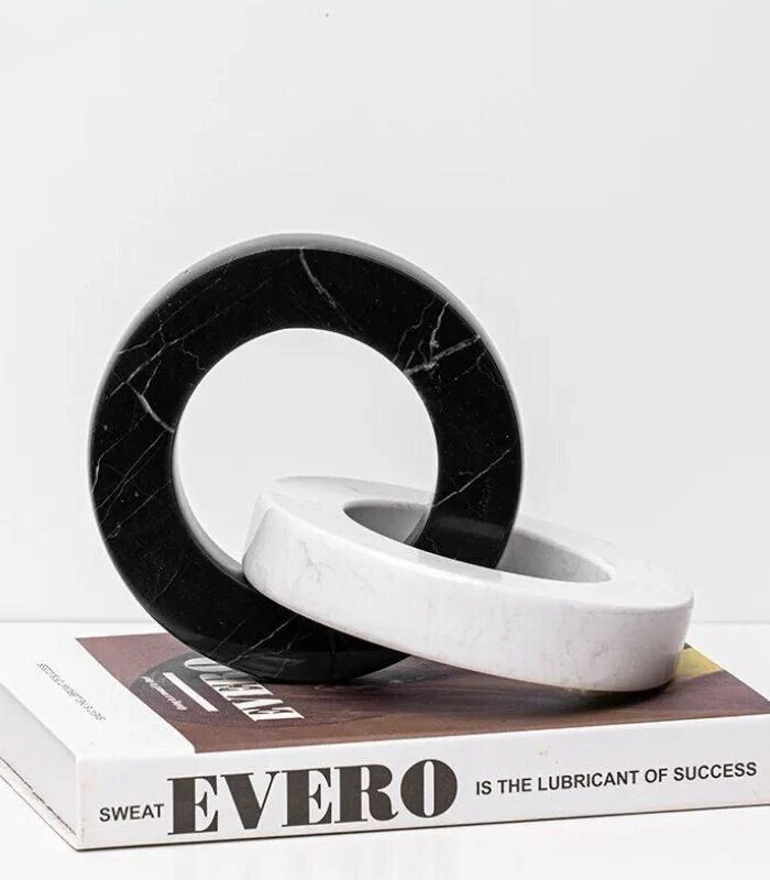 Connection Marble Circle Sculpture Black & White -  - #tag1#