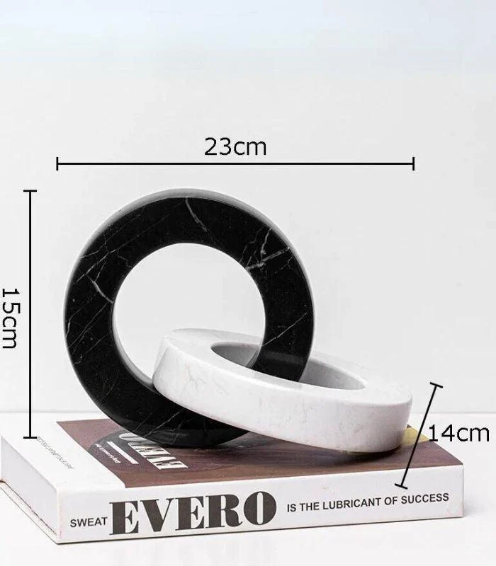 Connection Marble Circle Sculpture Black & White -  - #tag1#
