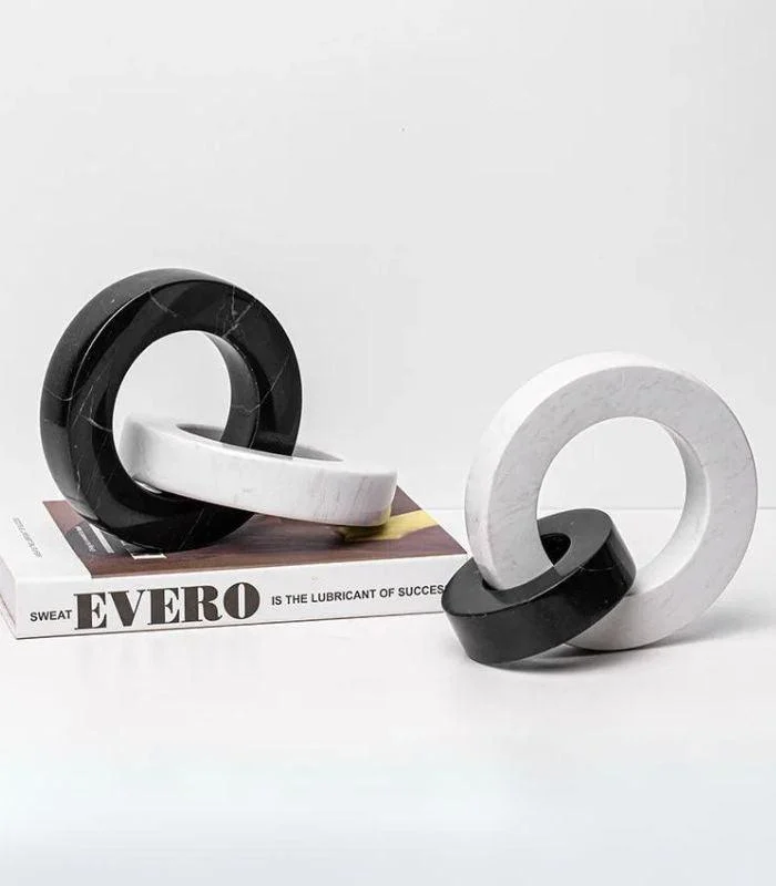 Connection Marble Circle Sculpture Black & White -  - #tag1#