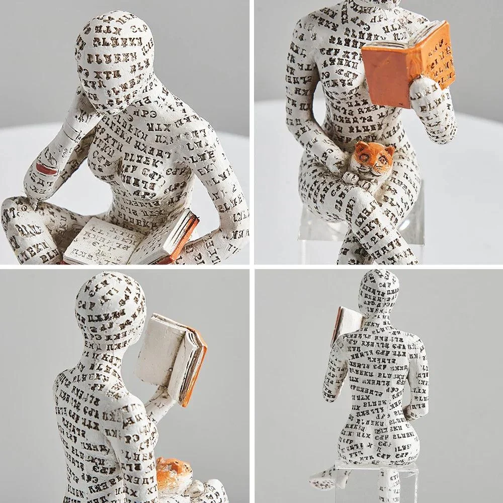 Contemplative Readers Modern Abstract Figurine -