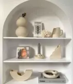 Contemporary Ceramic Candleholder Beige 11cm tag1