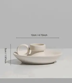 Contemporary Ceramic Candleholder Beige 12cm