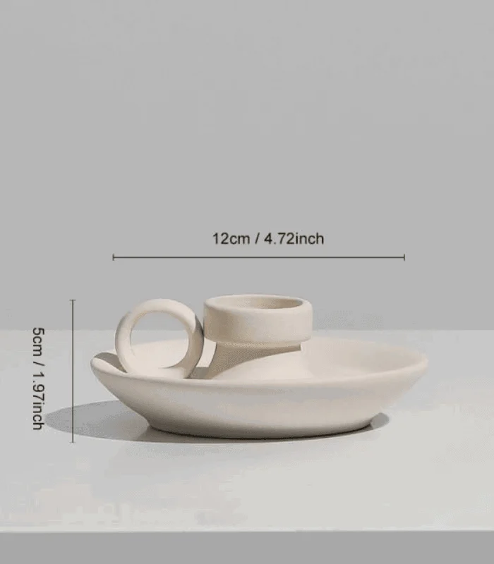 Contemporary Ceramic Candleholder Beige 12cm -  - #tag1#